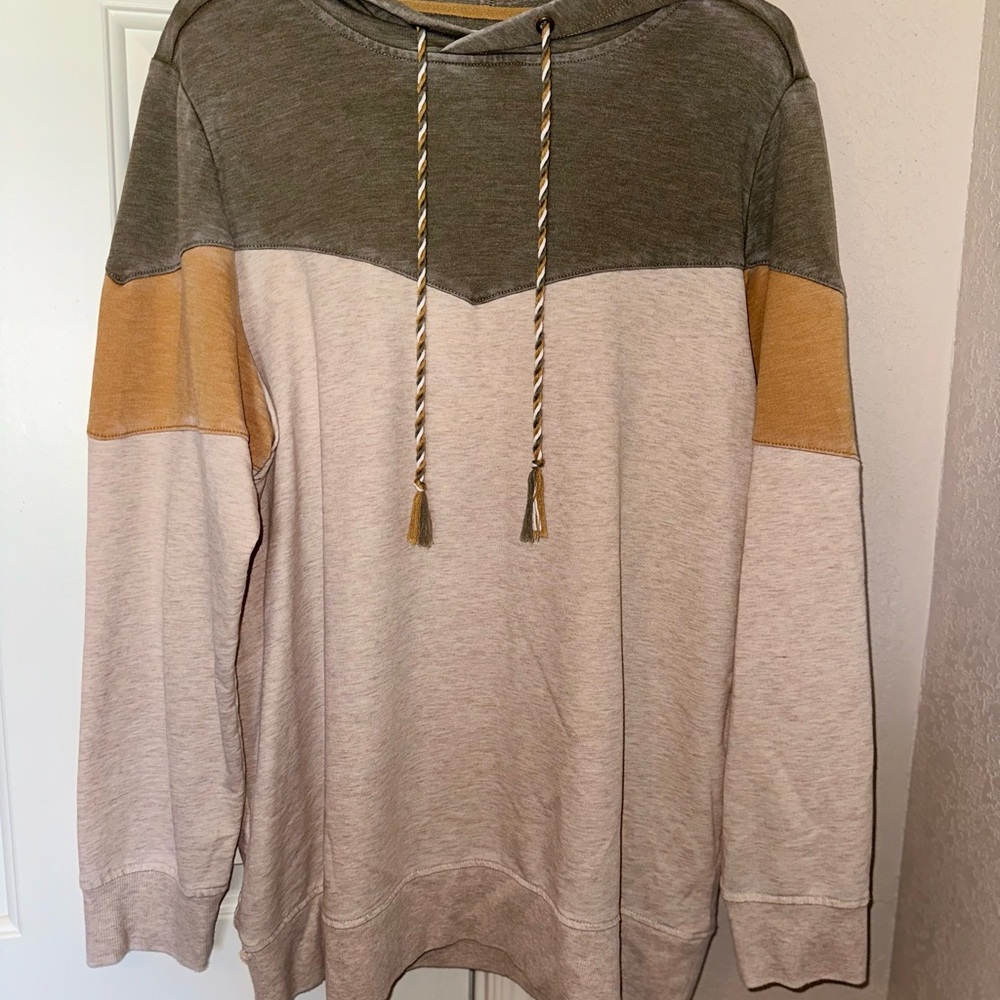 Maurices Women's Olive and Mustard Colorblock Sweater